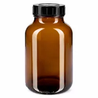 Bernsteinfarbene Glasflasche mit breitem Hals und dichtem Verschluss 1000ml Volumen