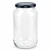 Leeres Rundglas UNiTWIST 1062 mit schwarzem TO82 BioSeal Deckel für Lebensmittel Einmachglas Vorratsglas