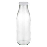 500ml Glasflasche mit weißem Deckel - elegante Milchflasche für Getränke und Aufbewahrung von Glas-Fabrik.de
