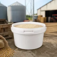 Kompakter Vorratseimer 3,5L PP weiß mit Deckel für Getreide Mehl und landwirtschaftliche Produkte