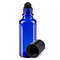 Roll-On Behälter 30ml blaues Apothekerglas UV-Schutz mit schwarzem Rollapplikator