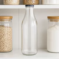 1000ml Glasflasche BioSeal Deckel schwarz Küchenregal Aufbewahrung Vorratshaltung Getreide Haferflocken Zero Waste