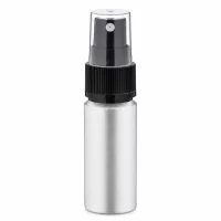Zylindrische Aluminiumflasche 20ml mit schwarzem Sprühaufsatz matt silber