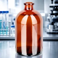 Injektionsflasche 100ml Braunglas mit bauchiger Korpusform und engem Rollrandhals ohne Verschluss