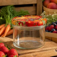 225ml Sturzglas Obst-Dekor auf Holzbrett mit frischen Beeren, Karotten und Äpfeln für natürliche Konservierung