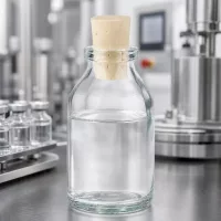 Handliche Vorratsflasche 20ml aus transparentem Glas mit beigem Korkstopfen 11/14mm