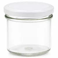 Kleines Vorratsglas 125ml zylindrisch mit weissem Twist-Off-Deckel im 24er Sparset