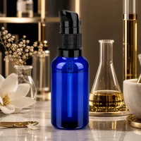 Stilvolle Glasflasche 30ml mit schwarzem Pumpmechanismus für hochkonzentrierte Wirkstoffe