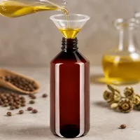 Lebensmittelechte PET Flasche 1000ml braun UV-geschützt mit weißem Originalitätsverschluss