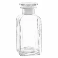 Vierkantflasche Glas 350ml klar quadratische Form mit Glasstopfen Weithalsöffnung