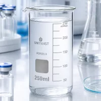 Becherglas 250ml hohe Form dickwandiger Boden aus Boro 3.3 Glas UNITWIST Laborqualität