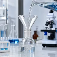 Professioneller Glastrichter Borosilikat 75mm Kurzstiel für exakte Dosierung und Transfer