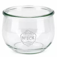 580ml WECK Tulpenglas RR100 Einmachglas aus klarem Glas mit WECK Logo und tulpenförmiger Rundung