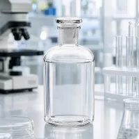 Klare Enghals-Glasflasche 500ml mit flachem Stopfen für Reagenzien und Laborflüssigkeiten