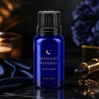 Hochwertige kobaltblaue 10ml Glasflasche mit schwarzem Schraubverschluss für Nachtpflege