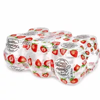 Quattro Stagioni Haushaltsgläser 300ml mit Erdbeermotiv 6er Set Einmachgläser für Küche und Vorratshaltung