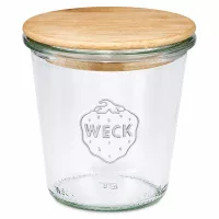 WECK Sturzglas 290ml hoch RR80 mit Holzdeckel Einmachglas Vorratsglas Glasbehälter mit Holzschraubverschluss