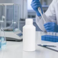 Zylindrische weiße Kunststoffflasche HDPE 50ml mit Gewindehals für medizinische Produkte