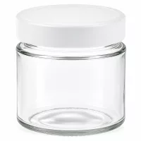 135ml Rundglas mit weißem BasicSeal Deckel transparent leer Glasdose Aufbewahrung Kosmetik Lebensmittel