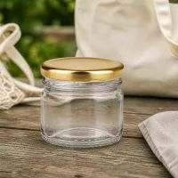 Nachhaltiges 33ml Rundglas mit goldenem Deckel wiederverwendbar und lebensmittelecht UNiTWIST