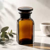 Ätherische Öle Flasche 100ml braun eckig Weithals Glasstopfen lichtgeschützt