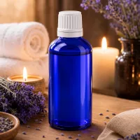 50ml Blauglasflasche mit präzisem Tropfverschluss ideal für Aromatherapie und Heilöle