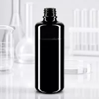 Hochglänzende schwarze Tropfflasche Orion 50ml aus Miron Violettglas für professionelle Anwendungen