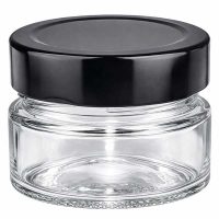 80ml Rundglas mit schwarzem BasicSeal Deckel UNiTWIST Verschluss transparent leer Kosmetikglas Tiegel