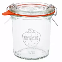WECK Sturzglas 140ml RR60 mit Glasdeckel Gummiring und Klammern komplett Set für Einmachen und Konservieren