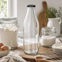1000ml Glasflasche mit BioSeal Deckel in Küche zwischen Vorratsgläsern Mehl Zucker Küchenutensilien Lifestyle