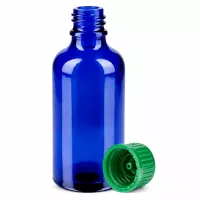 Kompakte 50ml blaue Vorratsflasche mit kindersicherem grünen Verschluss für Extrakte