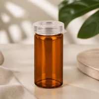 Zylindrisches Rollrandglas 5ml Braunglas mit aufklappbarem Kunststoffdeckel für Nahrungsergänzung