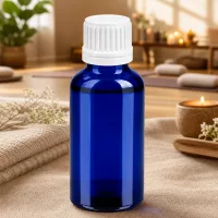 Premium 30ml Glasflasche in Kobaltblau mit weißem Verschluss für lichtempfindliche Substanzen