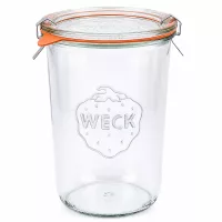 WECK RR100 Sturzglas 850ml mit Glasdeckel Gummiring und Klammern für Einkochen und Vorratshaltung