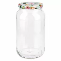Rundglas 1062ml mit BasicSeal Deckel Blume mint Einmachglas Vorratsglas Schraubglas leer transparent