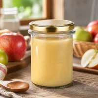 Kompaktes 214ml Rundglas UNiTWIST mit Golddeckel perfekt für selbstgemachtes Apfelmus