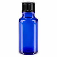 UV-Schutz Apothekerflasche 20ml blaues Glas schwarzer Deckel für ätherische Öle