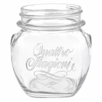 300ml Quattro Stagioni Einmachglas aus klarem Glas mit geprägtem Logo und Schraubgewinde für Konservierung