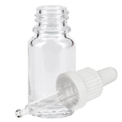 Kompakte Klarglasflasche 10ml mit weißem Pipettensystem für Öle und Seren ClearLine
