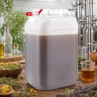 Lebensmittelechter Kanister 25 Liter mit Auslaufhahn zur Lagerung von Kräuteressenzen und Ölen