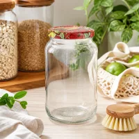 1062ml Rundglas BasicSeal Deckel Obst-Dekor Küche nachhaltig Zero Waste Aufbewahrung Getreide Gemüse Holzbürste
