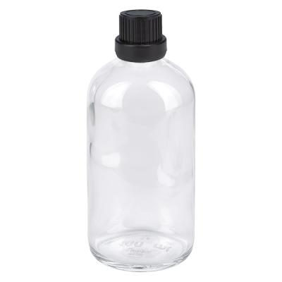 Pharmazeutische Klarglas Tropfflasche 100ml schwarzer OV-Verschluss 2mm Einsatz ClearLine